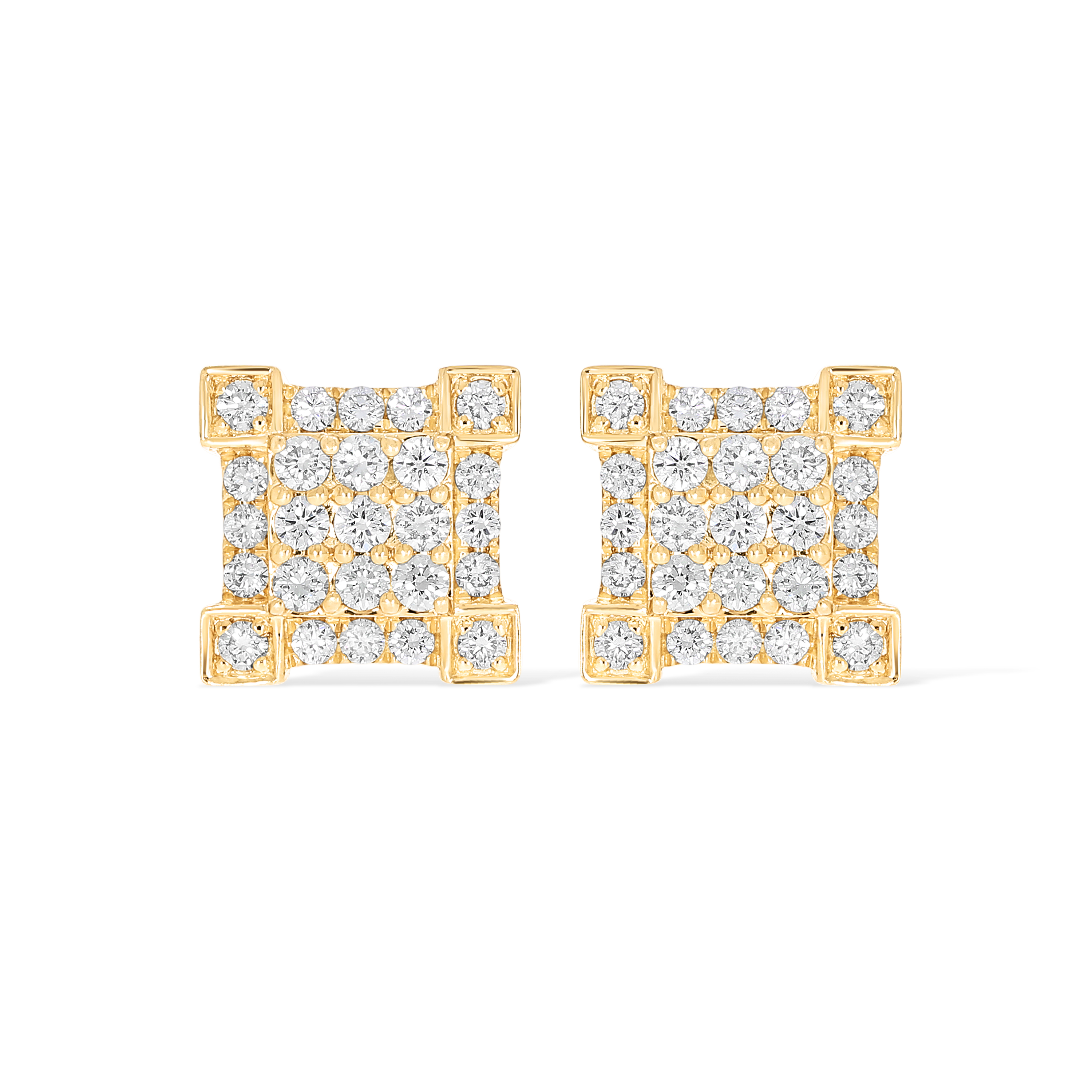 Diamond Square Shaped Earrings 1.10 ct. 14k Yellow Gold